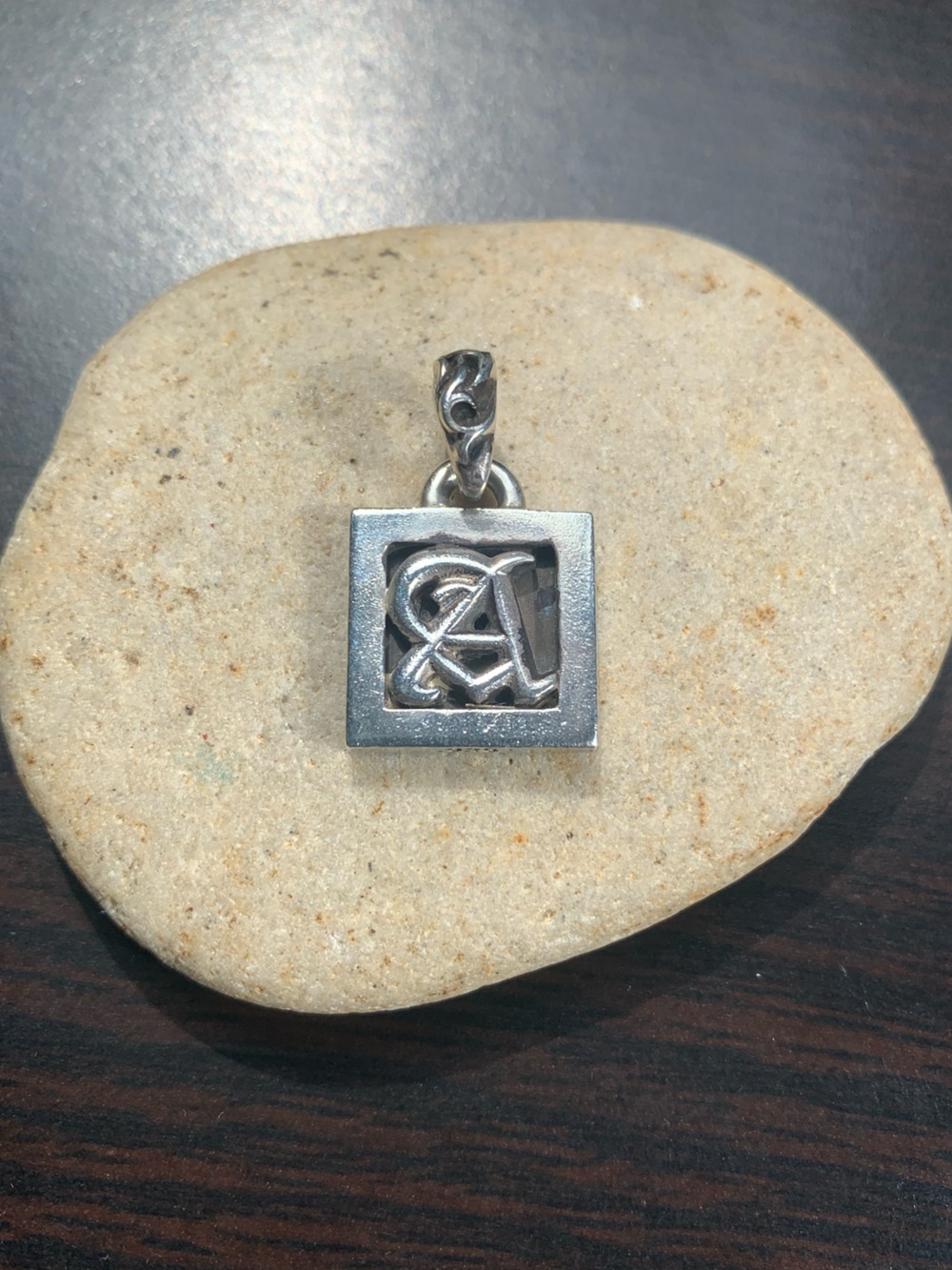 Authentic Chrome Hearts A Framed Alphabet Box Square Pendant